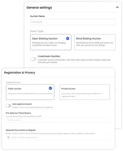 auction creation and privacy